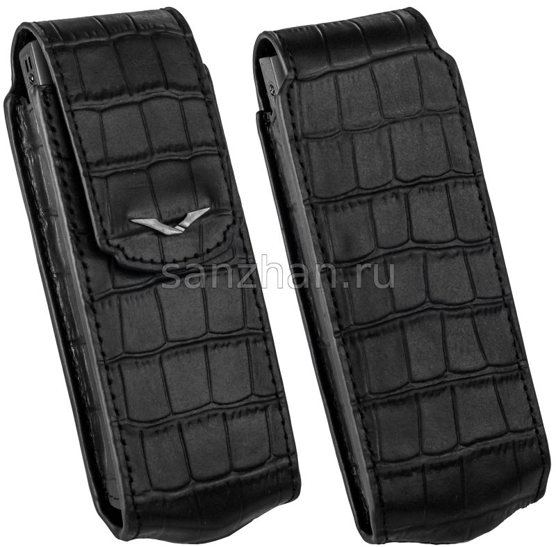 Чехол для Vertu Signature S Design Alligator Black  (натуральная эко-кожа)